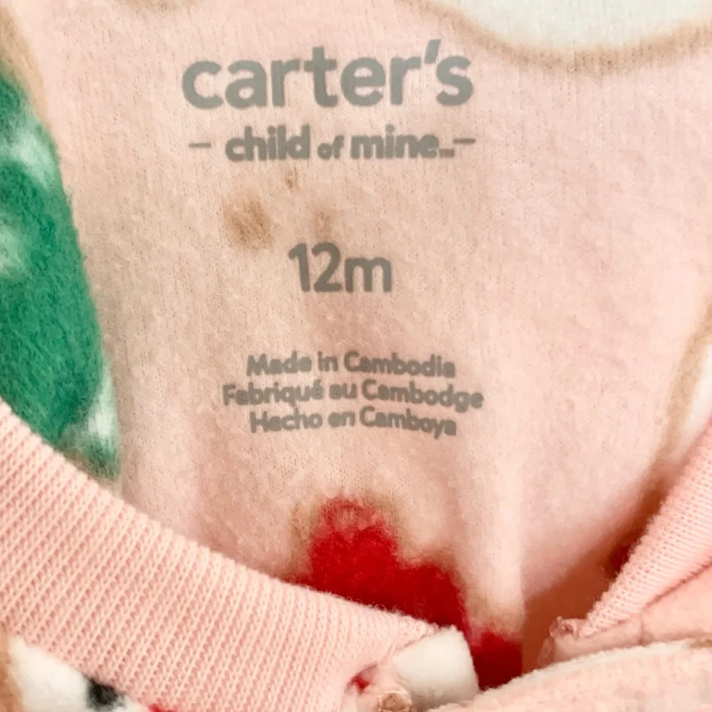 Carters Christmas Santa Fleece Sleeper Pajamas - 12m - NEW